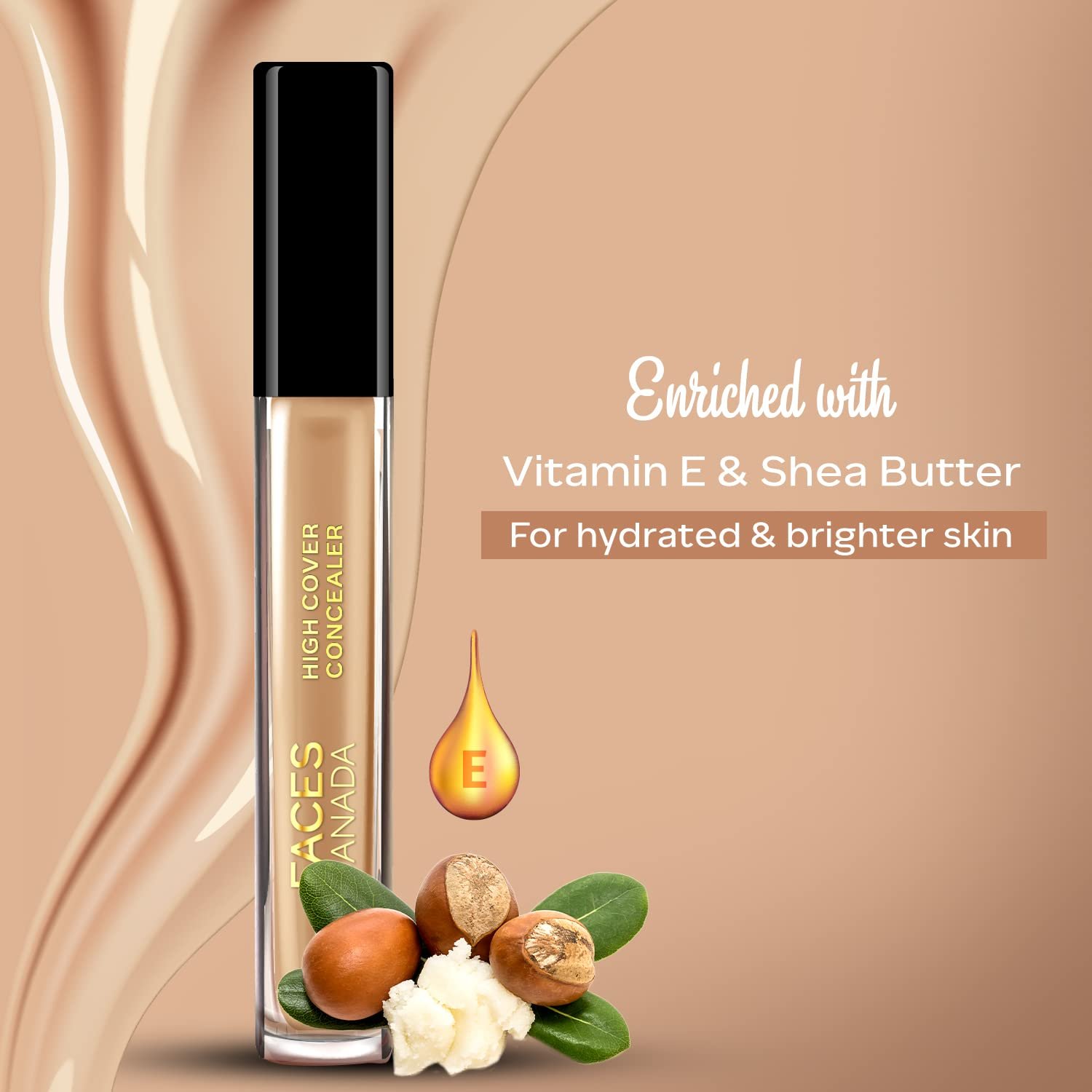 FACESCANADA High Cover Concealer - Caramel Crunch 03, 4ml | High Coverage Liquid Concealer | Blends Easily | Natural Finish | Covers Spots, Blemishes & Dark Circles | With Shea Butter & Vitamin E