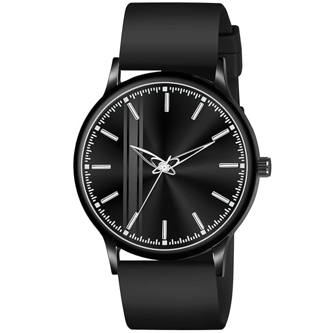 Acnos Silicone Strap Analog Wrist Watch for Men (Black/Grey/Green)